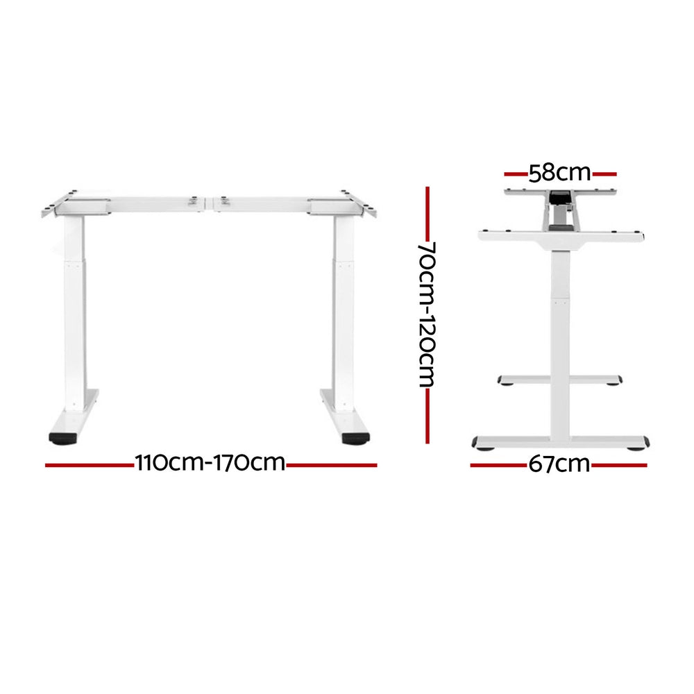 Artiss Standing Desk Frame Only Dual Motor Motorised White HASD-268-WH