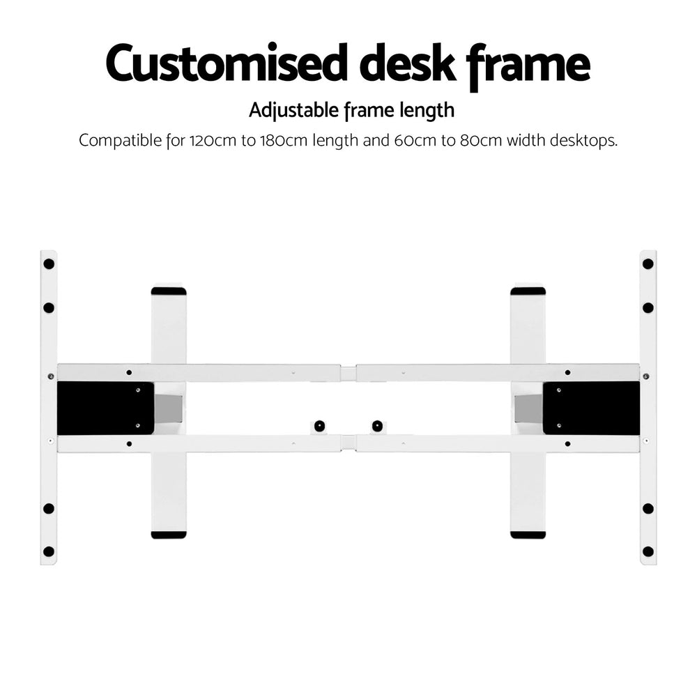 Artiss Standing Desk Frame Only Dual Motor Motorised White HASD-268-WH