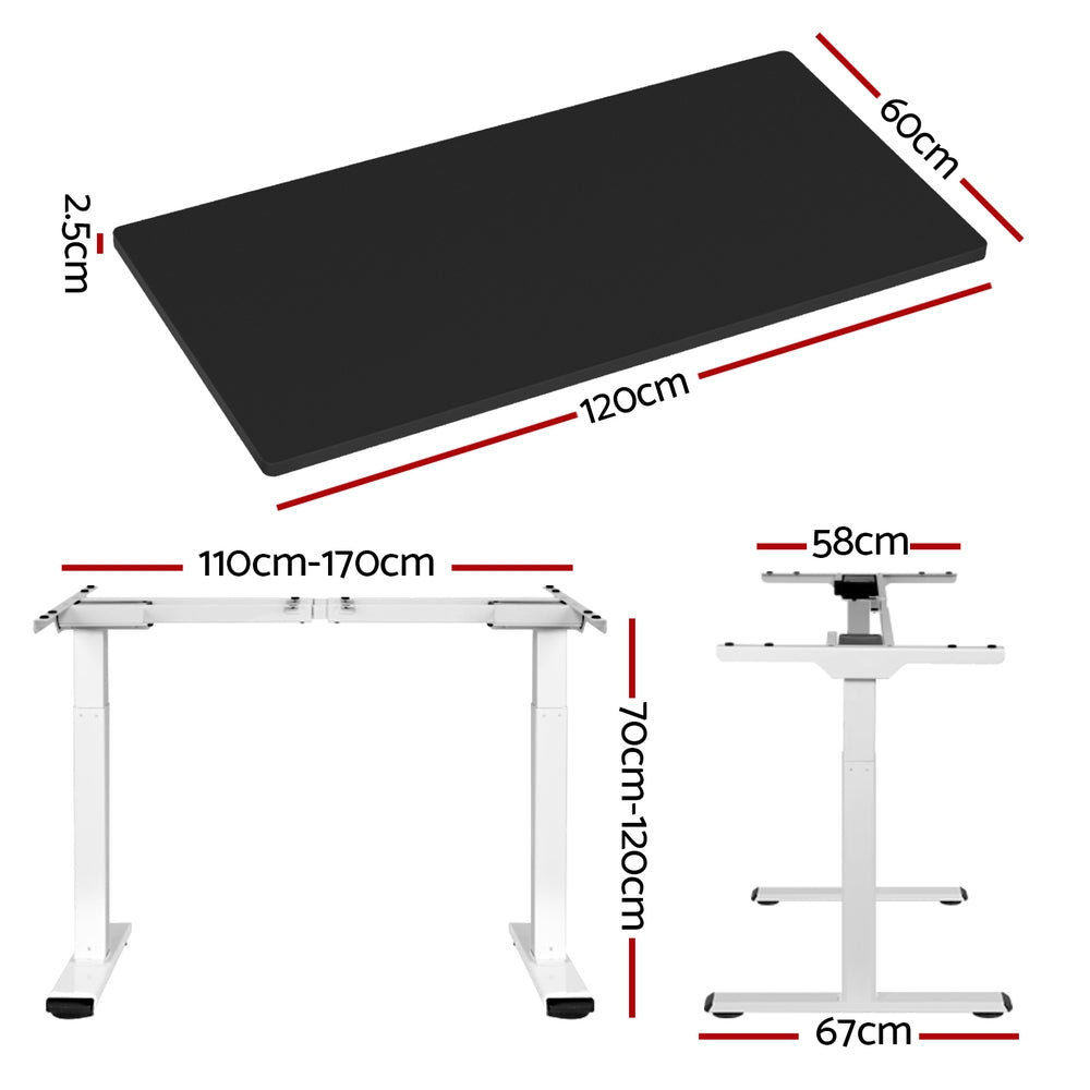 Artiss Standing Desk Motorised Dual Motor 120CM Black HASD-268-WHDF-BKDB-120