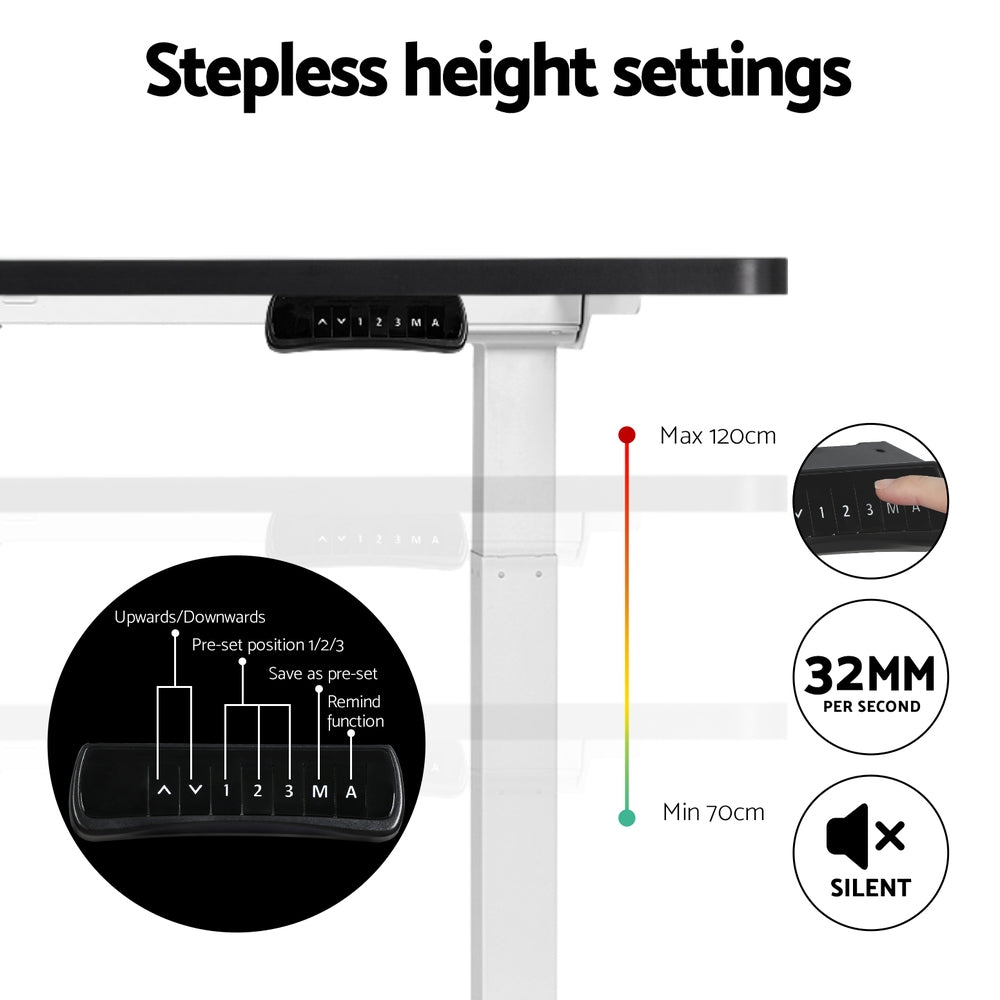 Artiss Standing Desk Motorised Dual Motor 120CM Black HASD-268-WHDF-BKDB-120