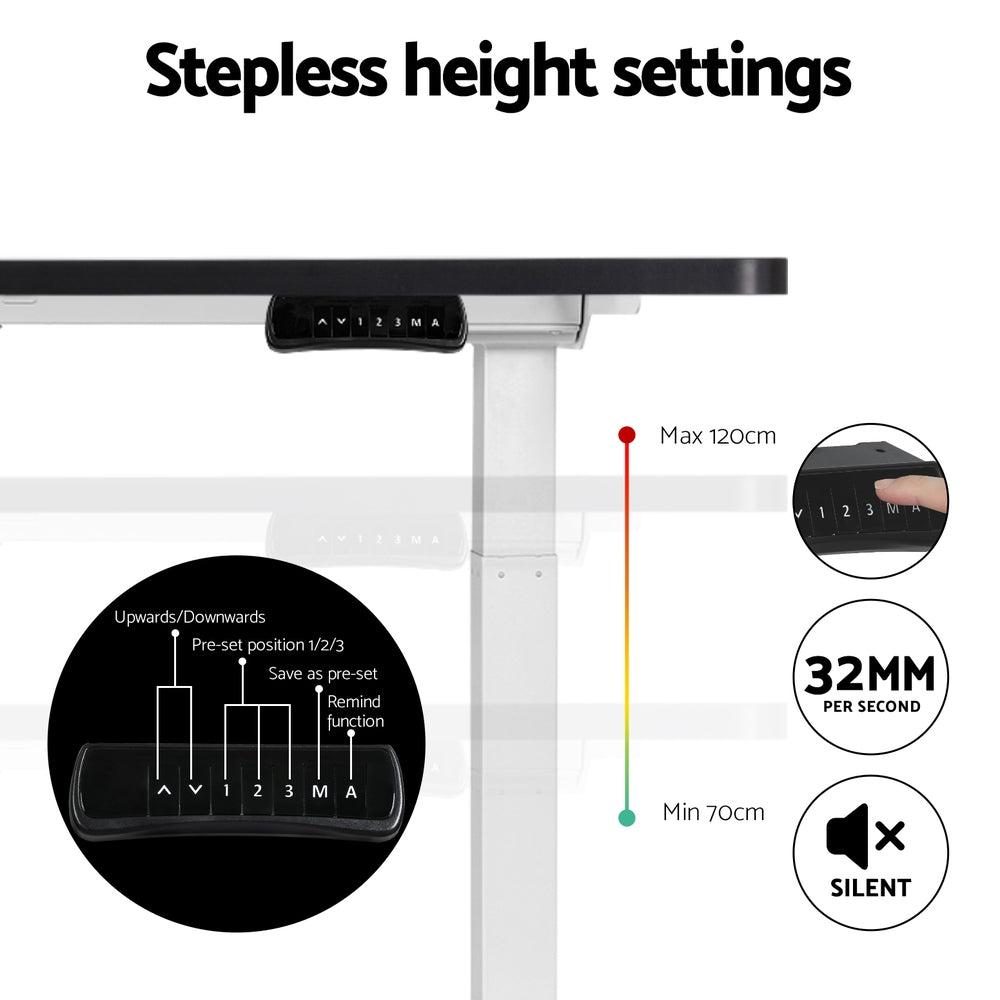 Artiss Standing Desk Motorised Dual Motor 140CM Black HASD-268-WHDF-BKDB-140