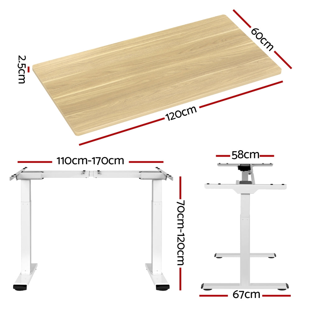 Artiss Standing Desk Motorised Dual Motor 120CM White Oak HASD-268-WHDF-NTDB-120
