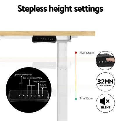 Artiss Standing Desk Motorised Dual Motor 120CM White Oak HASD-268-WHDF-NTDB-120