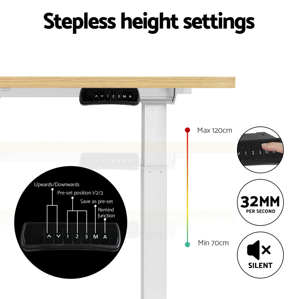 Artiss Standing Desk Motorised Dual Motor 140CM White Oak HASD-268-WHDF-NTDB-140