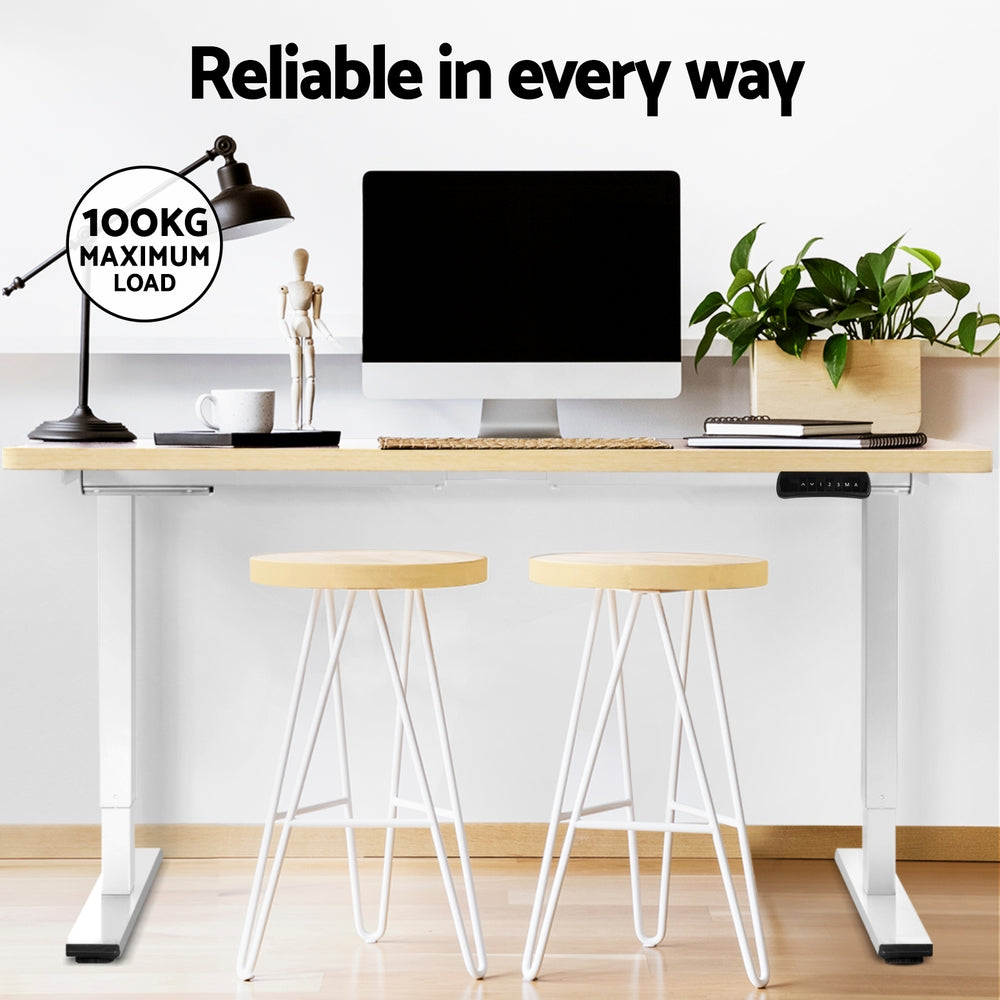 Artiss Standing Desk Motorised Dual Motor 140CM White Oak HASD-268-WHDF-NTDB-140