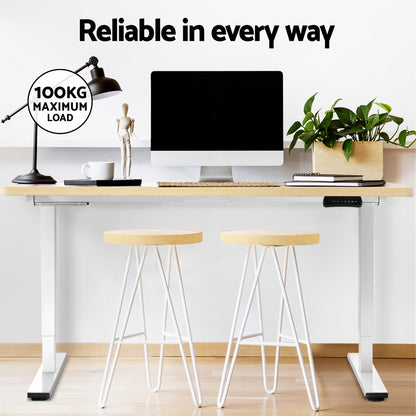 Artiss Standing Desk Motorised Dual Motor 140CM White Oak HASD-268-WHDF-NTDB-140
