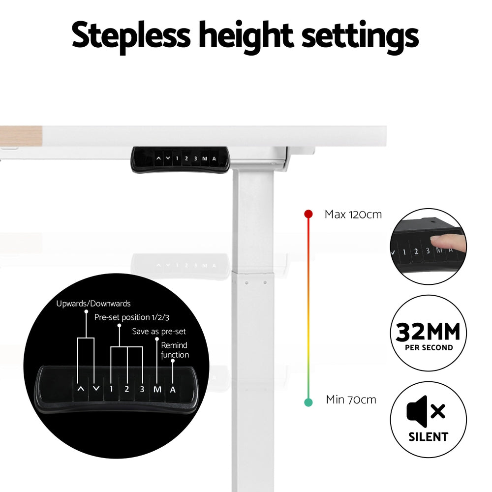 Artiss Standing Desk Motorised Dual Motor 120CM HASD-268-WHDF-NWDB-120