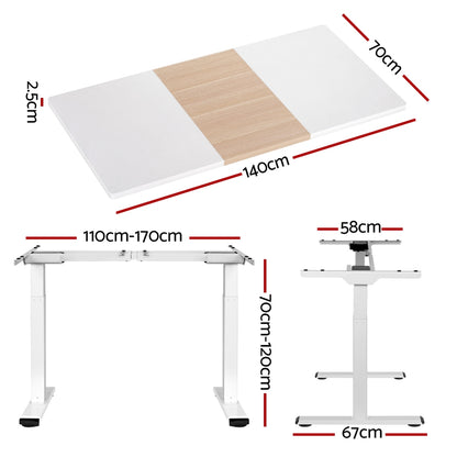Artiss Standing Desk Motorised Dual Motor 140CM HASD-268-WHDF-NWDB-140