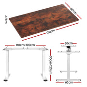 Artiss Standing Desk Motorised Dual Motor 120CM Rustic Brwon HASD-268-WHDF-RBDB-120