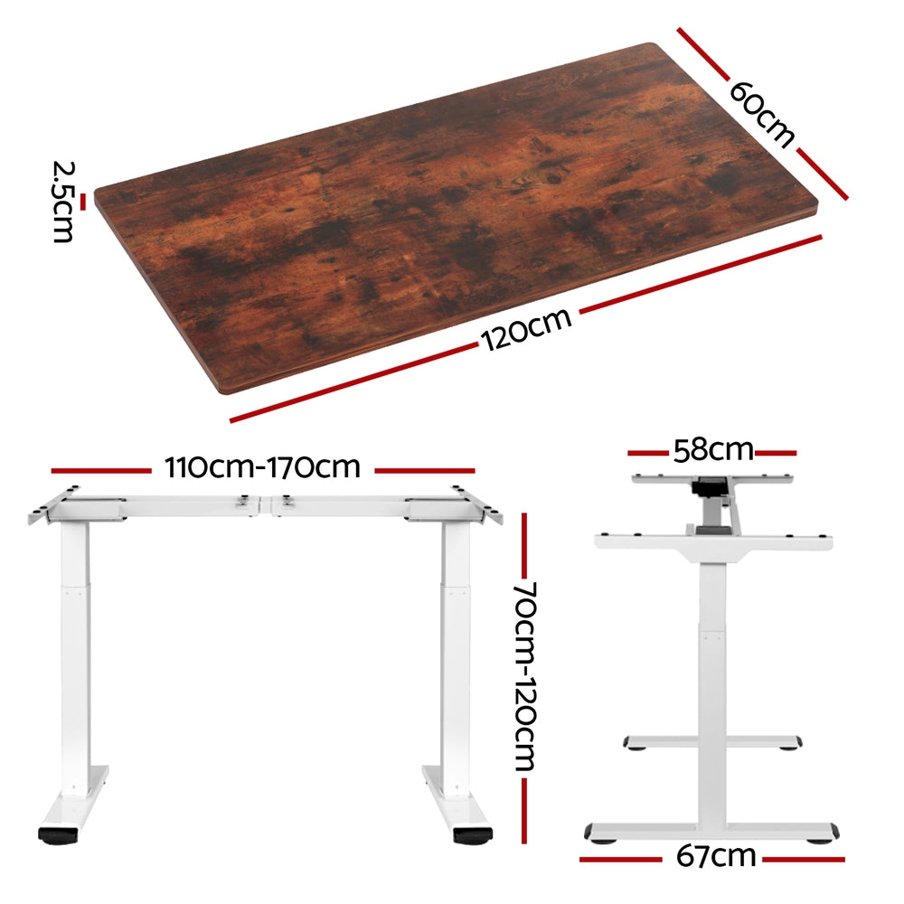 Artiss Standing Desk Motorised Dual Motor 120CM Rustic Brwon HASD-268-WHDF-RBDB-120
