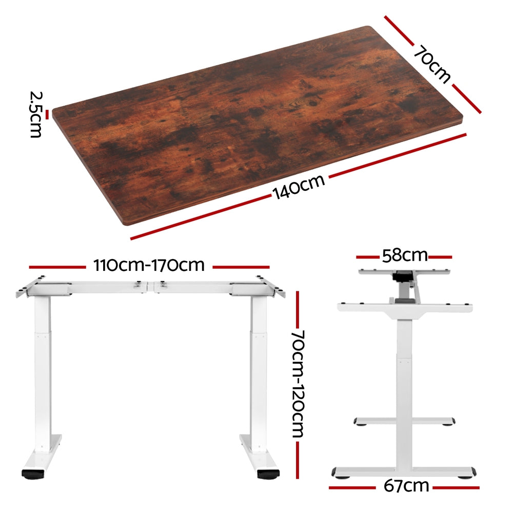 Artiss Standing Desk Motorised Dual Motor 140CM Rustic Brwon HASD-268-WHDF-RBDB-140