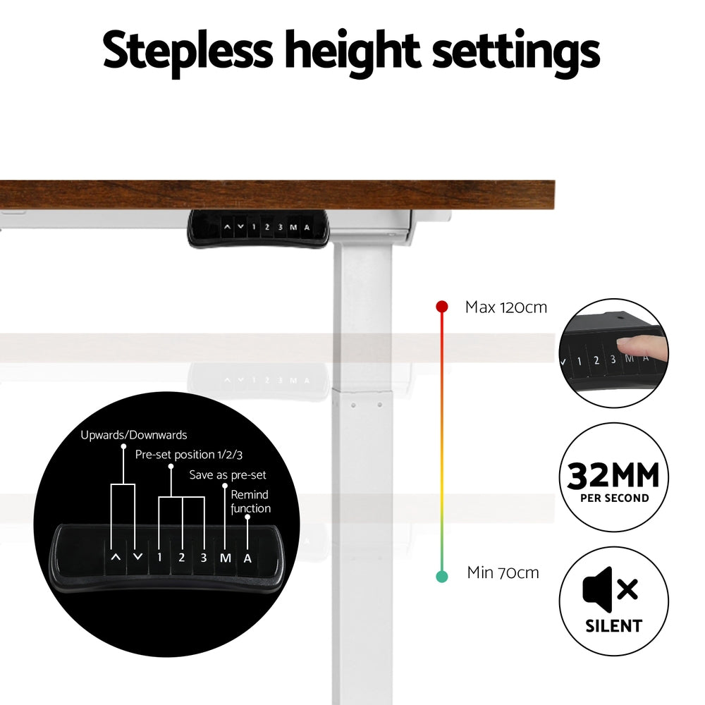 Artiss Standing Desk Motorised Dual Motor 140CM Rustic Brwon HASD-268-WHDF-RBDB-140