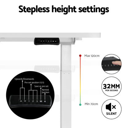 Artiss Standing Desk Motorised Dual Motor 120CM White HASD-268-WHDF-WHDB-120