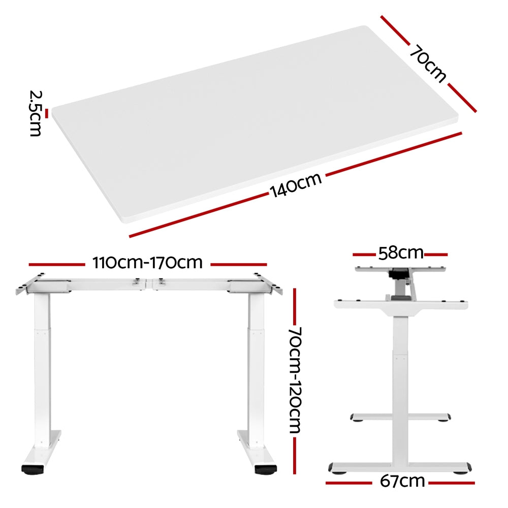 Artiss Standing Desk Motorised Dual Motor 140CM White HASD-268-WHDF-WHDB-140