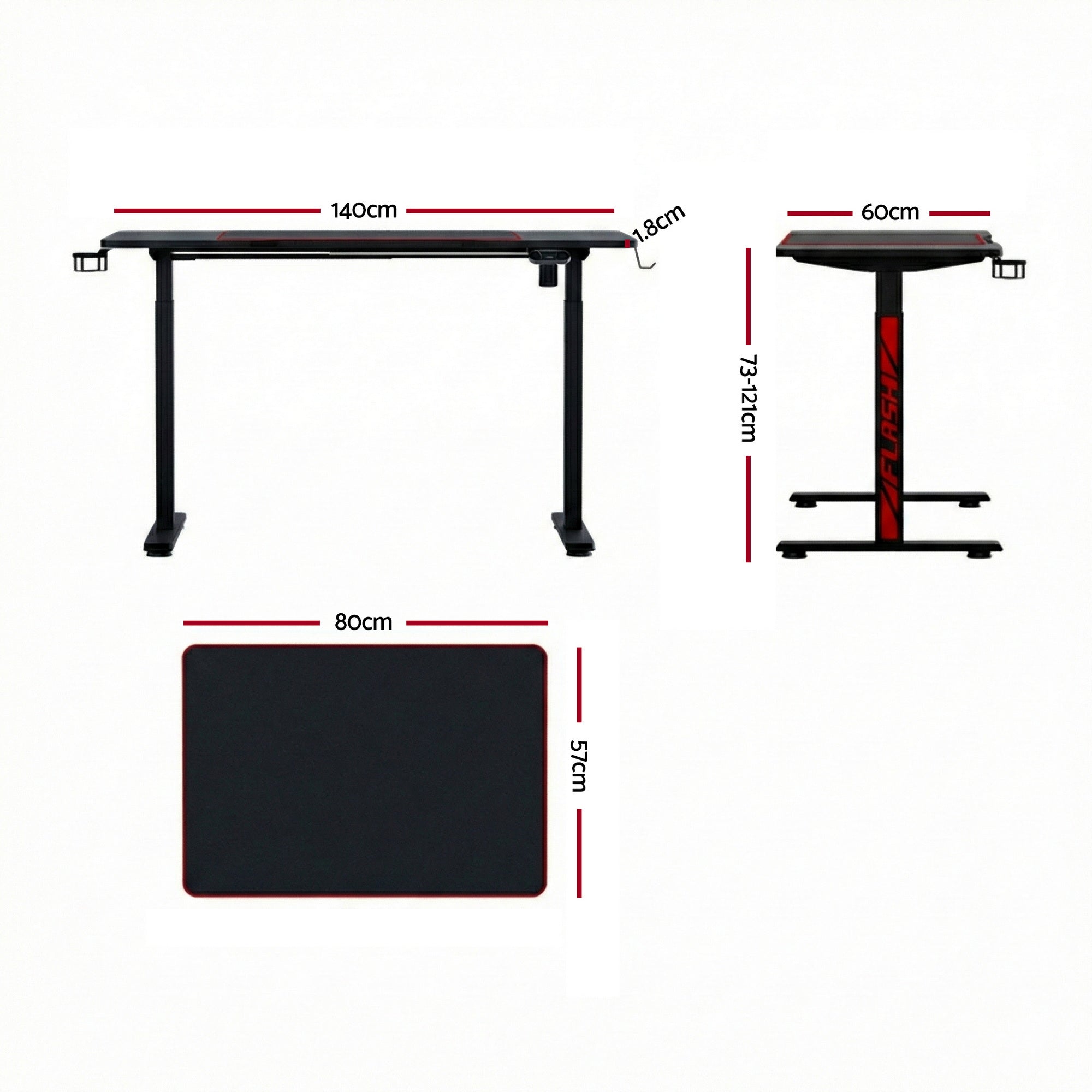 Artiss Electric Gaming Desk RGB Sit Stand Height Adjustable Table Black HASD-B-GMD06-BK