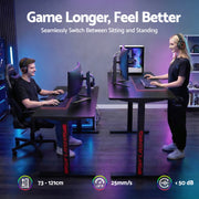 Artiss Electric Gaming Desk RGB Sit Stand Height Adjustable Table Black HASD-B-GMD06-BK