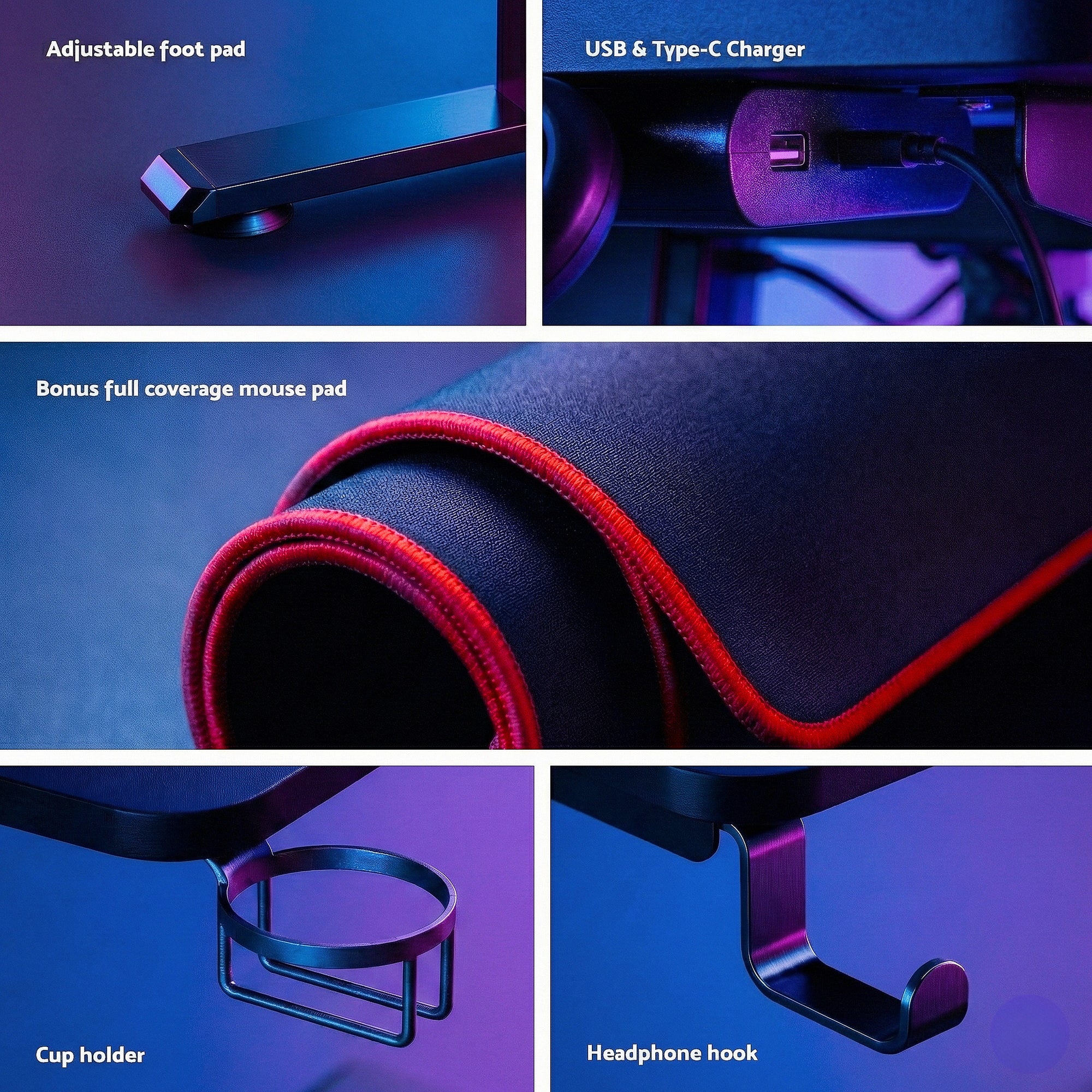 Artiss Electric Gaming Desk RGB Sit Stand Height Adjustable Table Black HASD-B-GMD06-BK