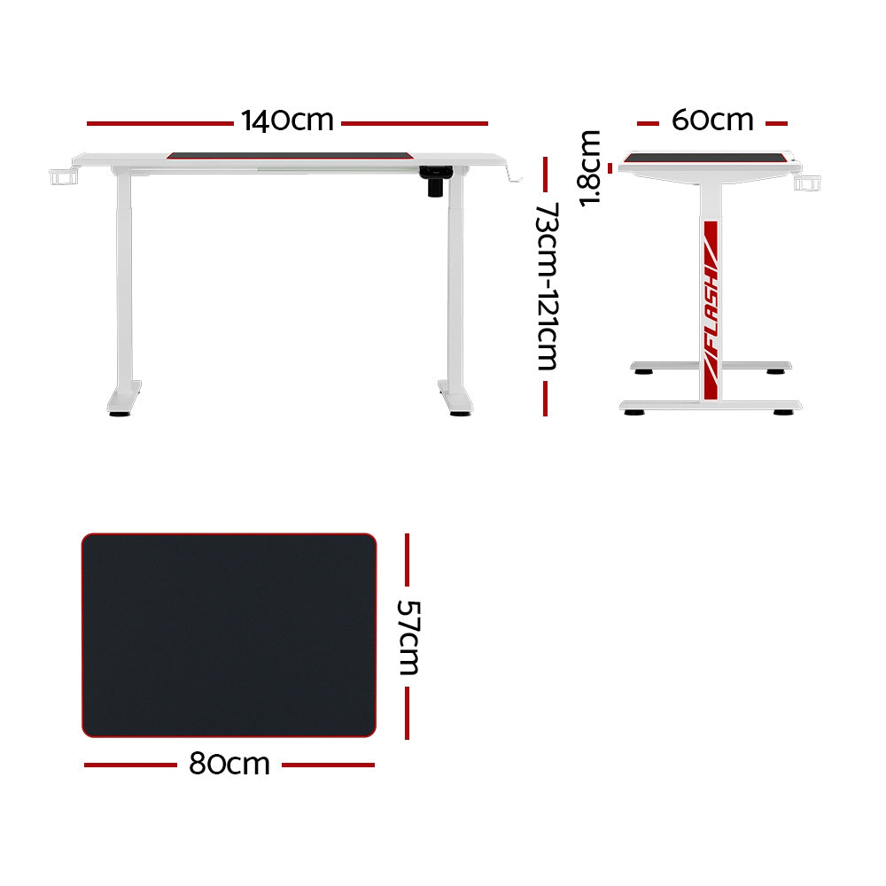 Artiss Standing Desk Motorised Gaming Desks White 140CM HASD-B-GMD06-WH