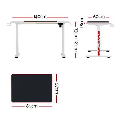 Artiss Standing Desk Motorised Gaming Desks White 140CM HASD-B-GMD06-WH