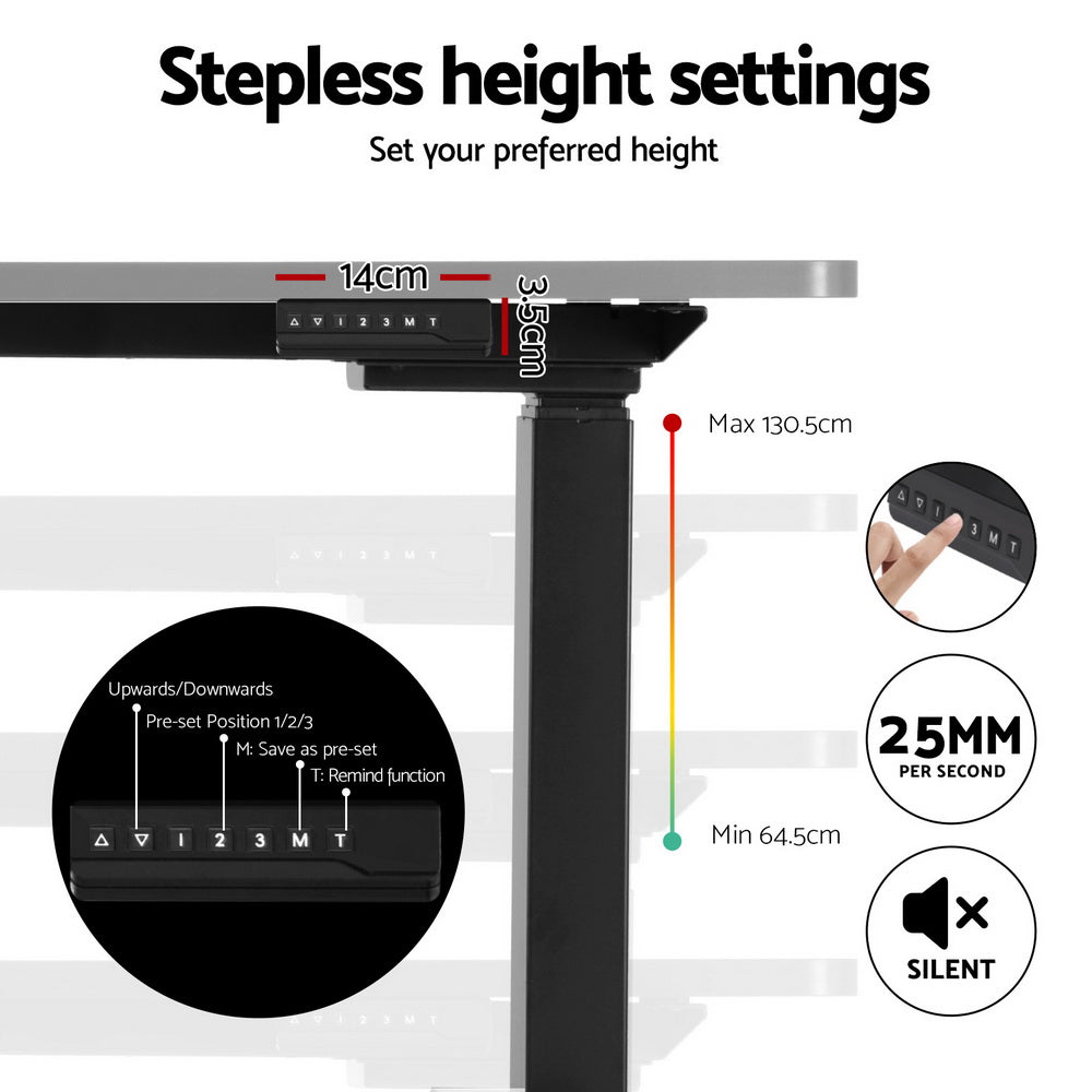 Artiss Standing Desk Frame Only L-shape Motorised HASD-B-M07-BK