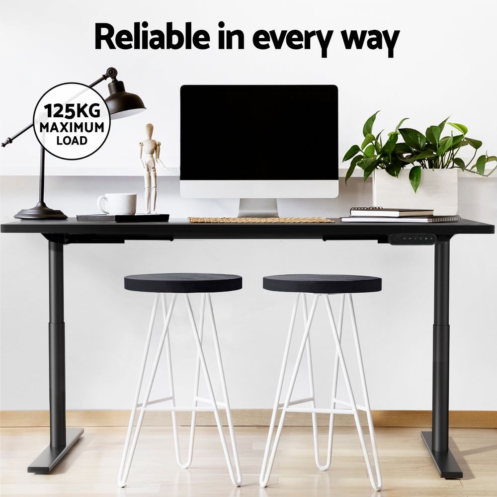 Artiss Standing Desk Motorised Electric Dual Motor Black 140CM HASD-B-M10-BKDF-BKDB-140