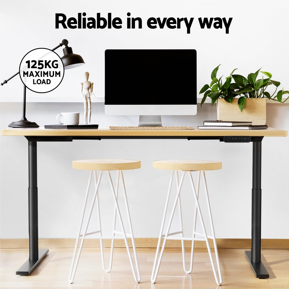 Artiss Standing Desk Motorised Electric Dual Motor White Oak 120CM HASD-B-M10-BKDF-NTDB-120