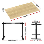 Artiss Standing Desk Motorised Electric Dual Motor White Oak 140CM HASD-B-M10-BKDF-NTDB-140