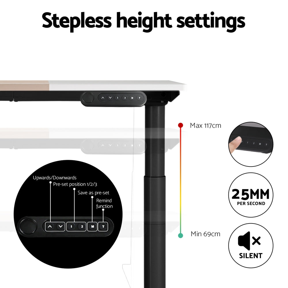 Artiss Standing Desk Motorised Electric Dual Motor 120CM HASD-B-M10-BKDF-NWDB-120