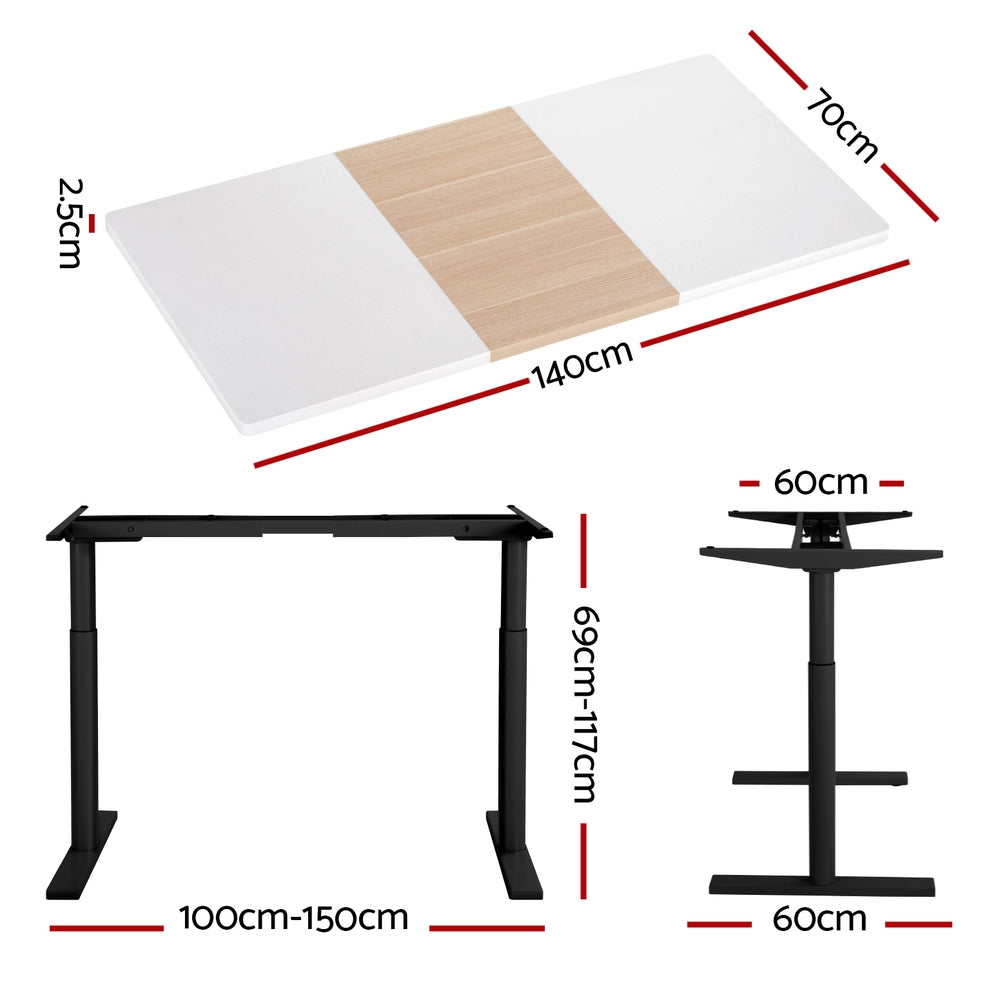Artiss Standing Desk Motorised Electric Dual Motor 140CM HASD-B-M10-BKDF-NWDB-140