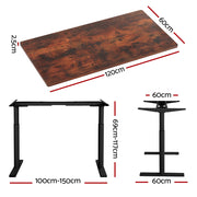 Artiss Standing Desk Motorised Electric Dual Motor Rustic Brown 120CM HASD-B-M10-BKDF-RBDB-120