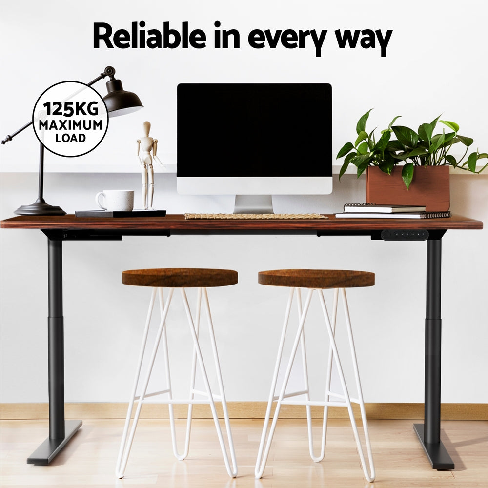 Artiss Standing Desk Motorised Electric Dual Motor Rustic Brown 140CM HASD-B-M10-BKDF-RBDB-140