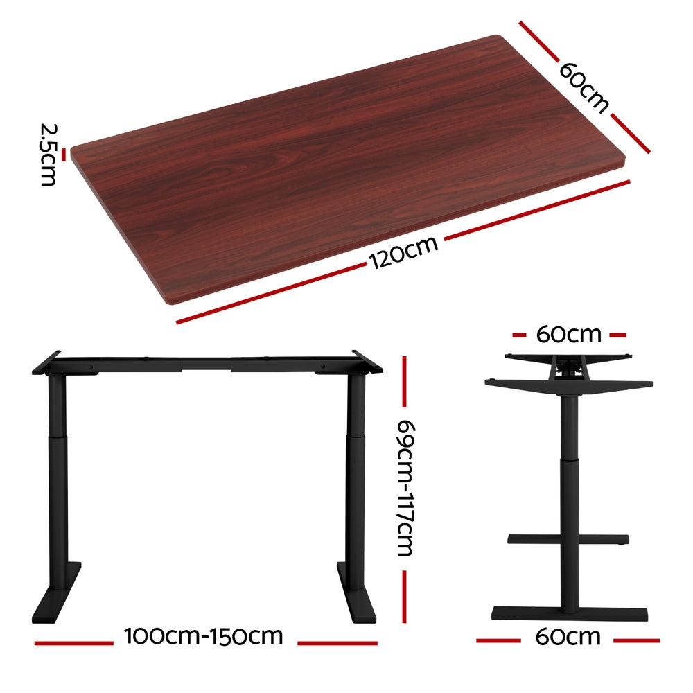 Artiss Standing Desk Motorised Electric Dual Motor Walnut 120CM HASD-B-M10-BKDF-WADB-120