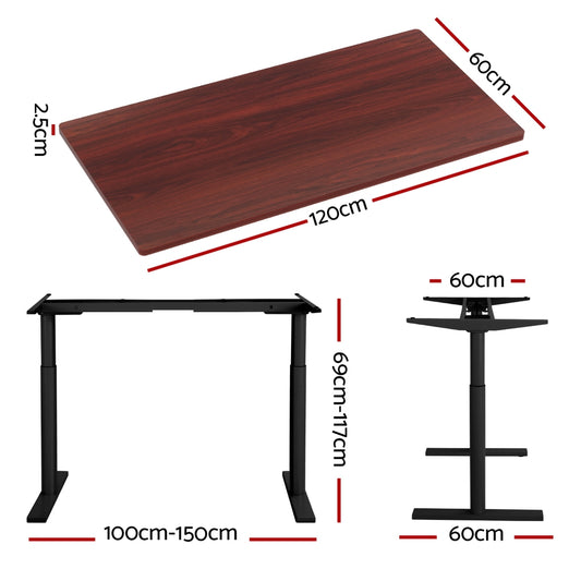 Artiss Standing Desk Motorised Electric Dual Motor Walnut 120CM HASD-B-M10-BKDF-WADB-120