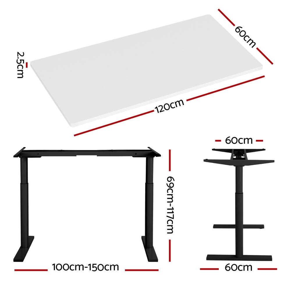 Artiss Standing Desk Motorised Electric Dual Motor White 120CM HASD-B-M10-BKDF-WHDB-120