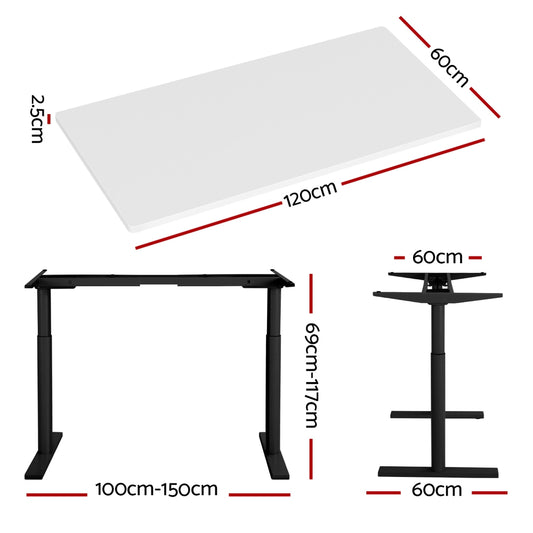 Artiss Standing Desk Motorised Electric Dual Motor White 120CM HASD-B-M10-BKDF-WHDB-120