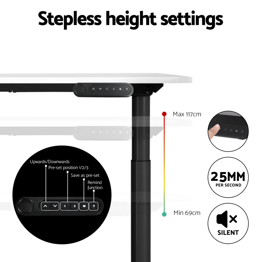 Artiss Standing Desk Motorised Electric Dual Motor White 120CM HASD-B-M10-BKDF-WHDB-120