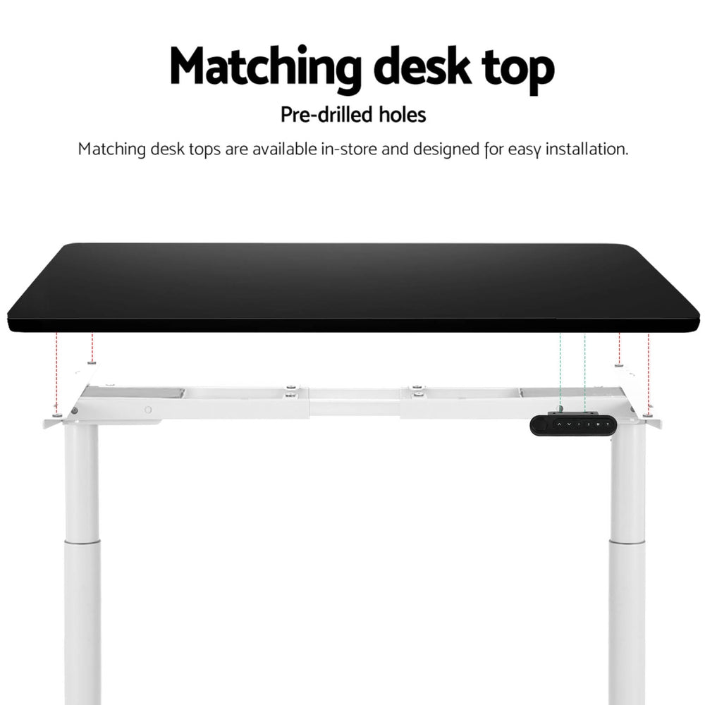 Artiss Standing Desk Frame Only Dual Motor Motorised Adjustable 125KG Load White HASD-B-M10-WH