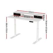 Artiss Electric Standing Desk with Storage Rack Shelf Drawers White 120CM HASD-B-M10-WHDF-HDR-120