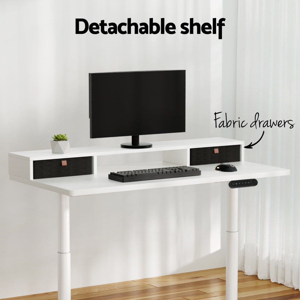 Artiss Electric Standing Desk with Storage Rack Shelf Drawers White 120CM HASD-B-M10-WHDF-HDR-120