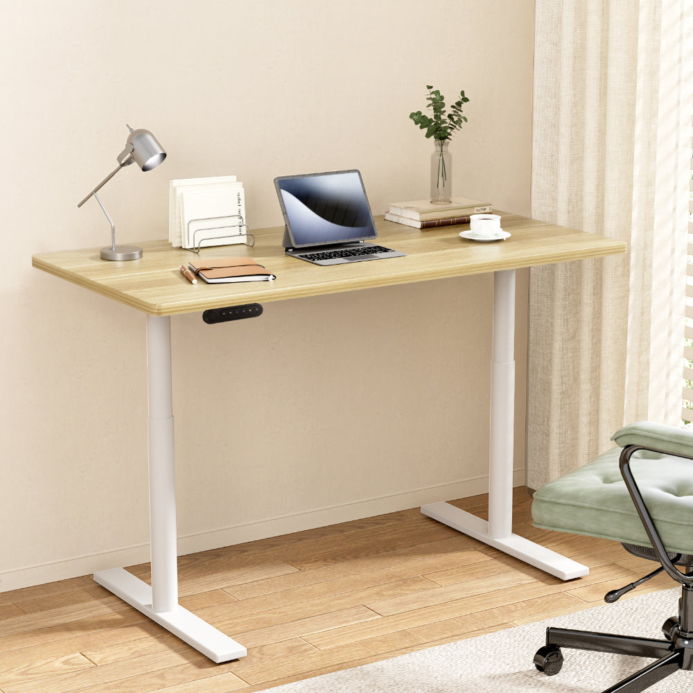 Artiss Standing Desk Motorised Electric Dual Motor 120CM White Oak HASD-B-M10-WHDF-NTDB-120