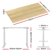 Artiss Standing Desk Motorised Electric Dual Motor 120CM White Oak HASD-B-M10-WHDF-NTDB-120