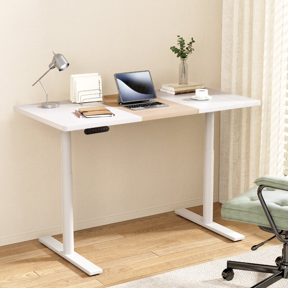 Artiss Standing Desk Motorised Electric Dual Motor Splice White Pine 120CM HASD-B-M10-WHDF-NWDB-120