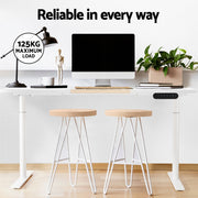 Artiss Standing Desk Motorised Electric Dual Motor Splice White Pine 120CM HASD-B-M10-WHDF-NWDB-120