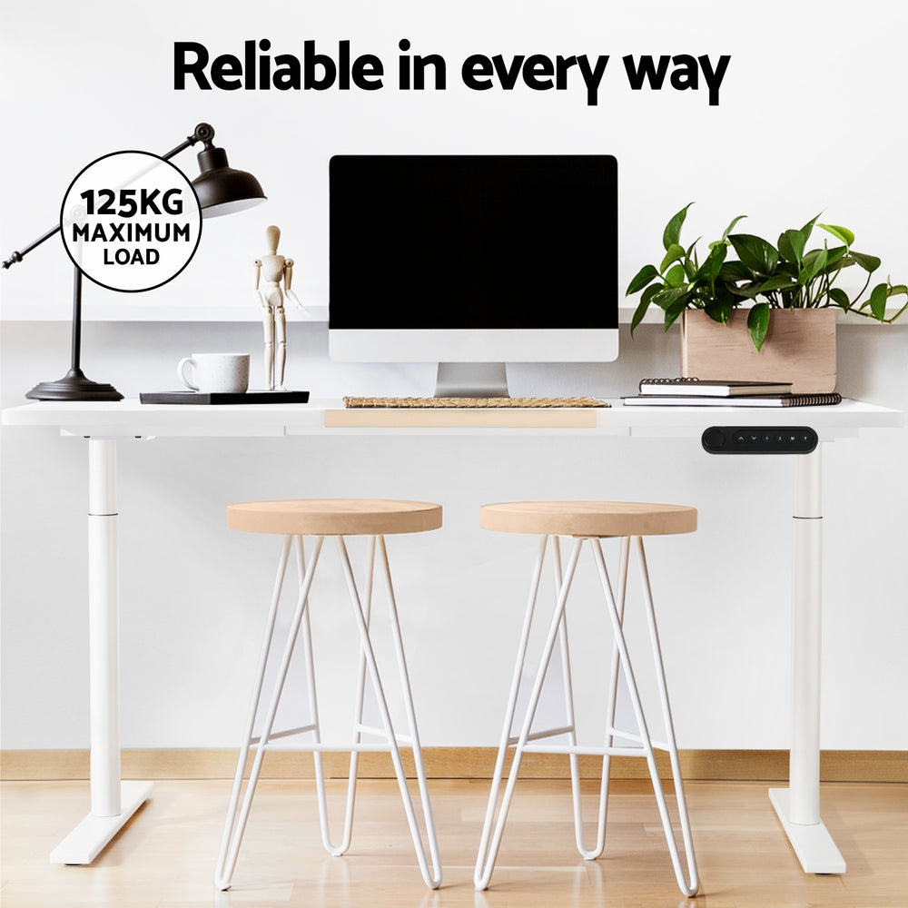 Artiss Standing Desk Motorised Electric Dual Motor Splice White Pine 120CM HASD-B-M10-WHDF-NWDB-120