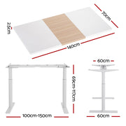 Artiss Standing Desk Motorised Electric Dual Motor 140CM White Pine HASD-B-M10-WHDF-NWDB-140