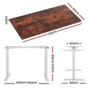 Artiss Standing Desk Motorised Electric Dual Motor 120CM Rustic Brown HASD-B-M10-WHDF-RBDB-120