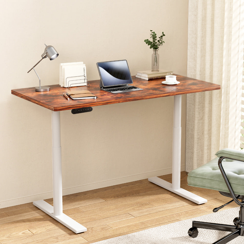 Artiss Standing Desk Motorised Electric Dual Motor 140CM Rustic Brown HASD-B-M10-WHDF-RBDB-140