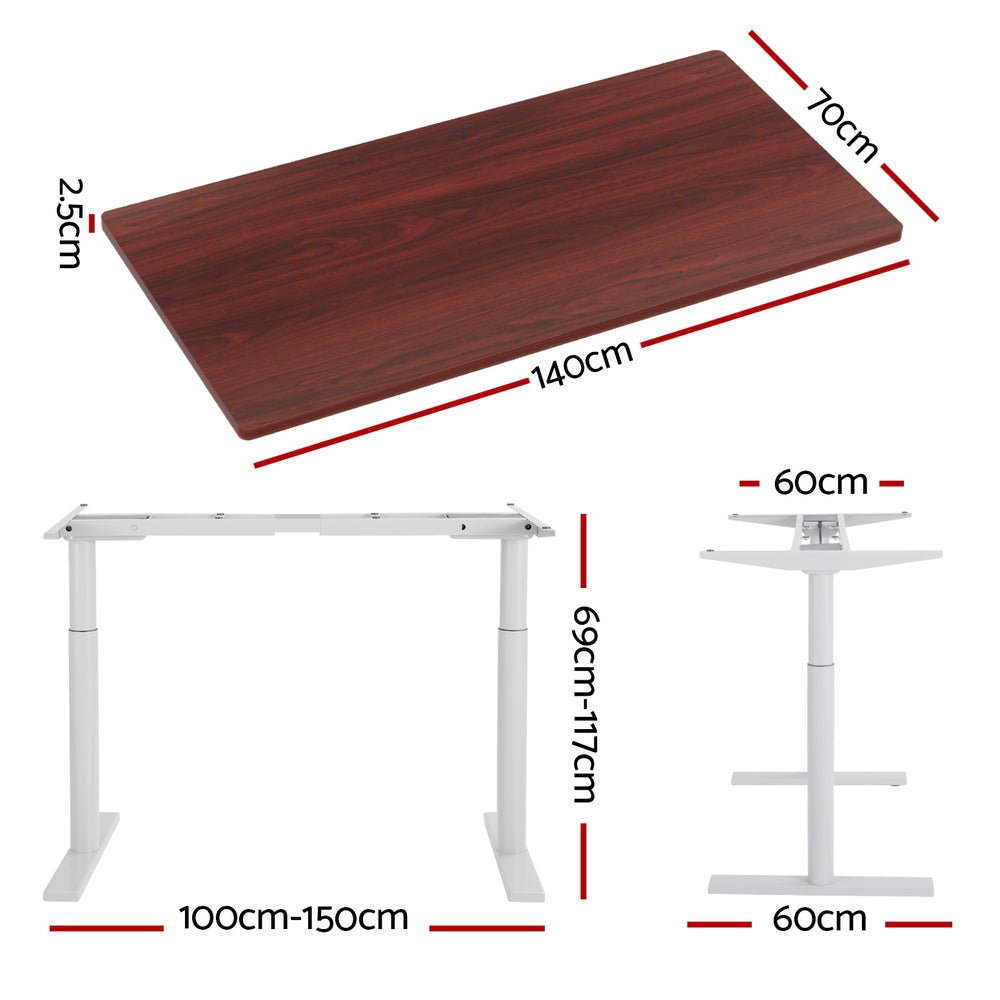 Artiss Standing Desk Motorised Electric Dual Motor 140CM Walnut HASD-B-M10-WHDF-WADB-140