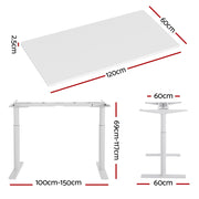 Artiss Standing Desk Motorised Electric Dual Motor 120CM White HASD-B-M10-WHDF-WHDB-120