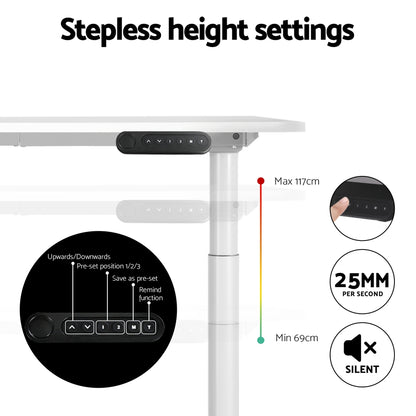 Artiss Standing Desk Motorised Electric Dual Motor 120CM White HASD-B-M10-WHDF-WHDB-120